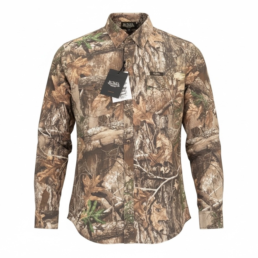 Von Dutch Originals Men's XL Camo‎ Print Long Sleeve Button Down Shirt